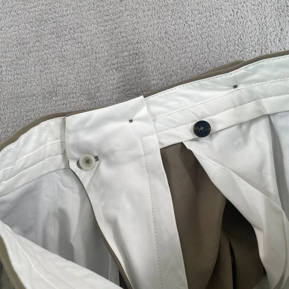 Natalino Single Pleat Brushed Cotton Trousers Men 28Lx34 Beige Side‎ Buckles NWT